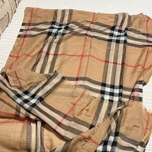 Burberry Beige and Black Checkered Scarf